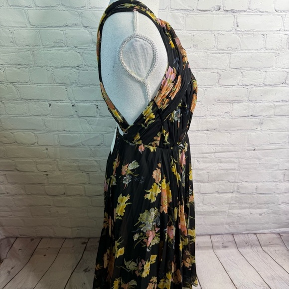 ASOS Black Floral Criss Cross Back Dress 4 NWT - Picture 4 of 10